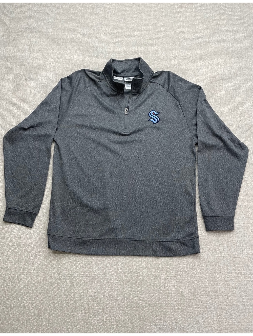 Seattle Kraken Gray 1/4 Zip Pullover Sweatshirt Size L